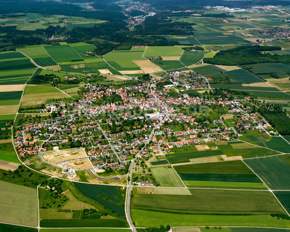 Hochdorf von oben - Von Wald umgebene Ortsansicht in Hochdorf im Bundesland Baden-Württemberg, Deutschland