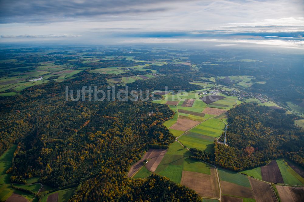 Rainau aus der Vogelperspektive: Von Wald umgebene Ortsansicht in Rainau im Bundesland Baden-Württemberg, Deutschland
