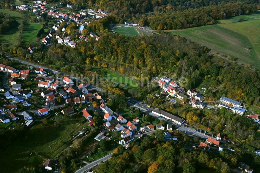 Sankt Wendel aus der Vogelperspektive: Von Wald umgebene Ortsansicht in Sankt Wendel im Bundesland Saarland, Deutschland