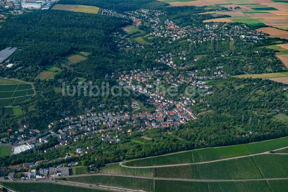 Luftbild Unterdürrbach - Von Wald umgebene Ortsansicht in Unterdürrbach im Bundesland Bayern, Deutschland