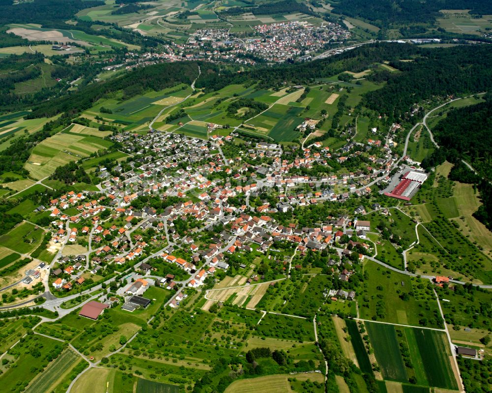 Luftaufnahme Walddorf - Von Wald umgebene Ortsansicht in Walddorf im Bundesland Baden-Württemberg, Deutschland