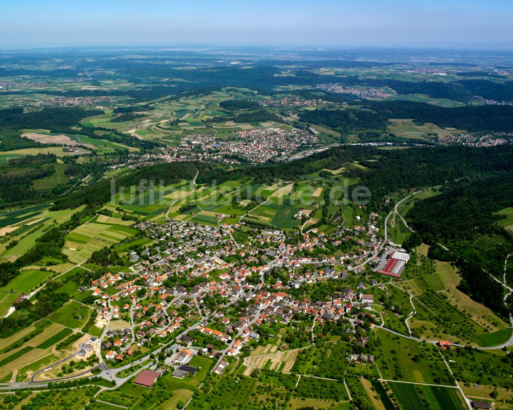 Walddorf von oben - Von Wald umgebene Ortsansicht in Walddorf im Bundesland Baden-Württemberg, Deutschland