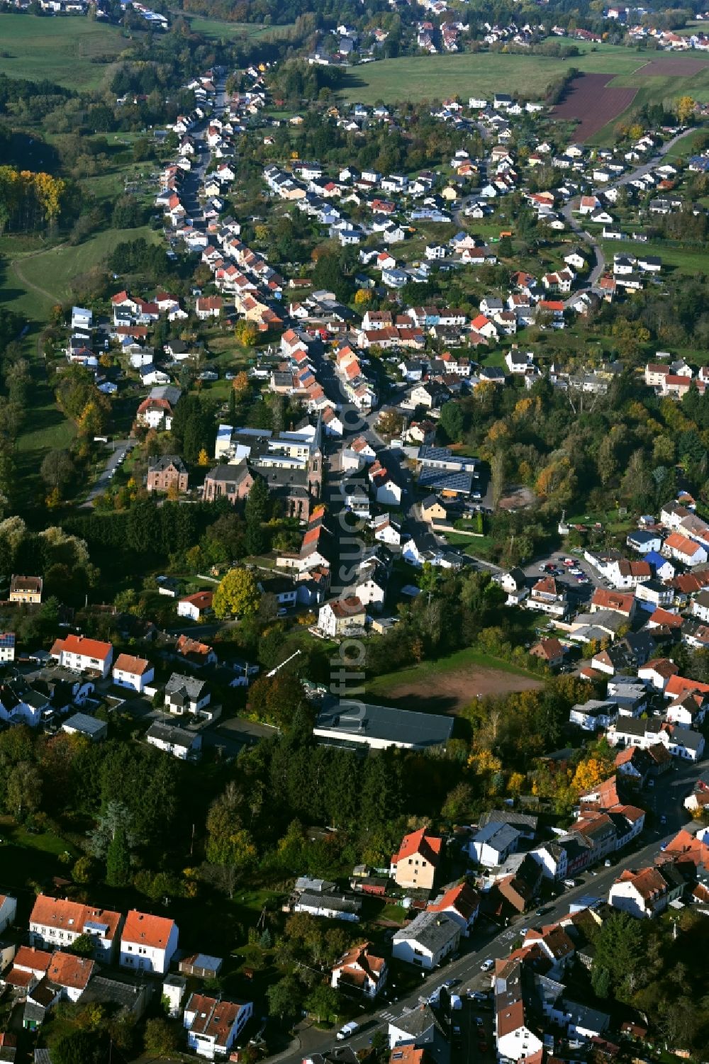 Luftaufnahme Wemmetsweiler - Von Wald umgebene Ortsansicht in Wemmetsweiler im Bundesland Saarland, Deutschland
