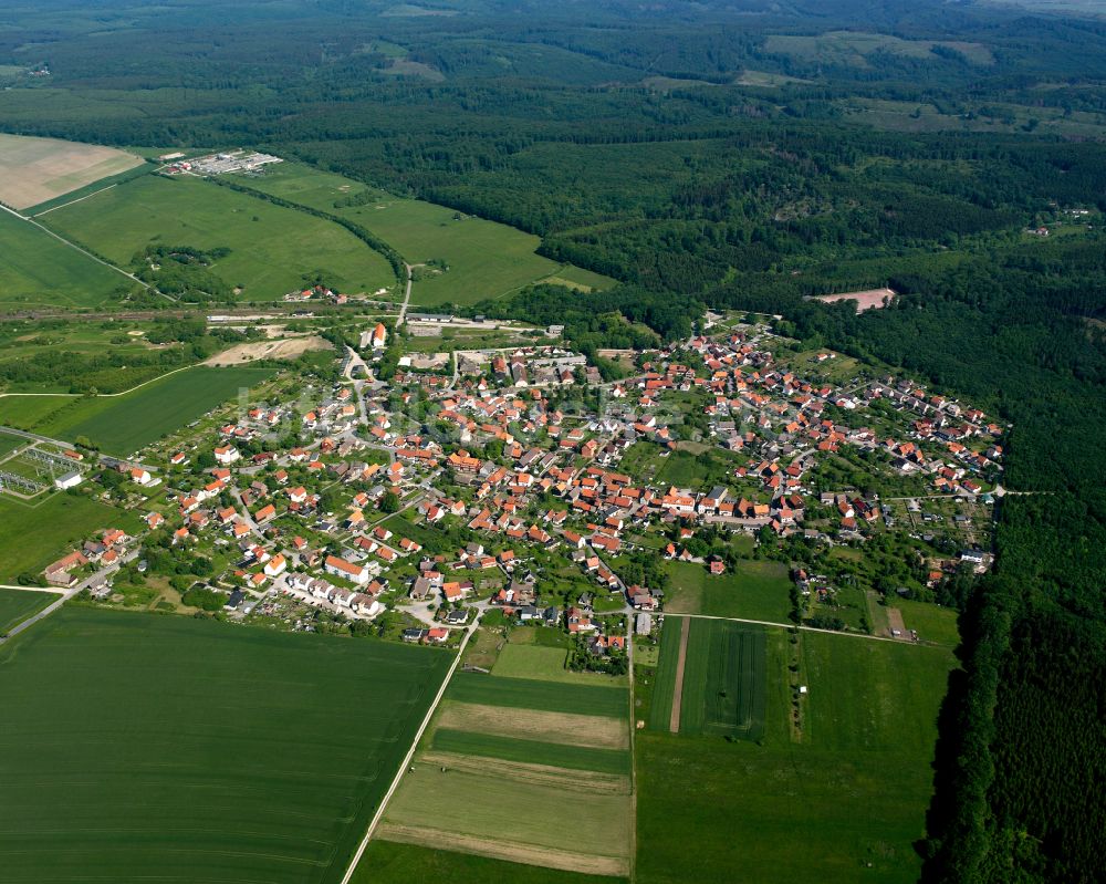 Hüttenrode aus der Vogelperspektive: Von Waldflächen umsäumtes Stadtgebiet in Hüttenrode im Bundesland Sachsen-Anhalt, Deutschland