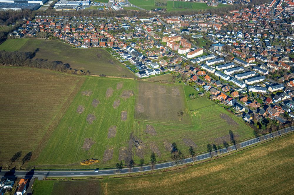 Luftaufnahme Werne - Vorbereitung zum Neubau einer Mehrfamilienhaus-Wohnanlage in Werne im Bundesland Nordrhein-Westfalen, Deutschland