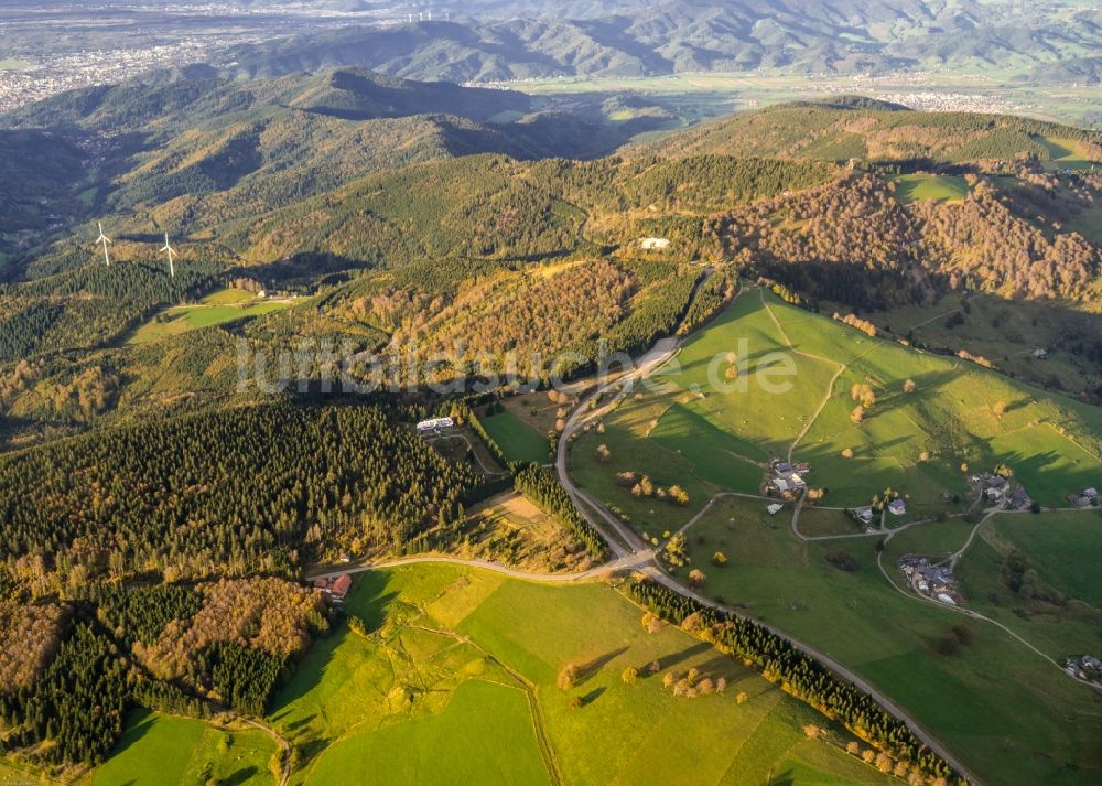 Luftaufnahme Obermünstertal - Wald und Berglandschaft Schauinsland in Obermünstertal im Bundesland Baden-Württemberg