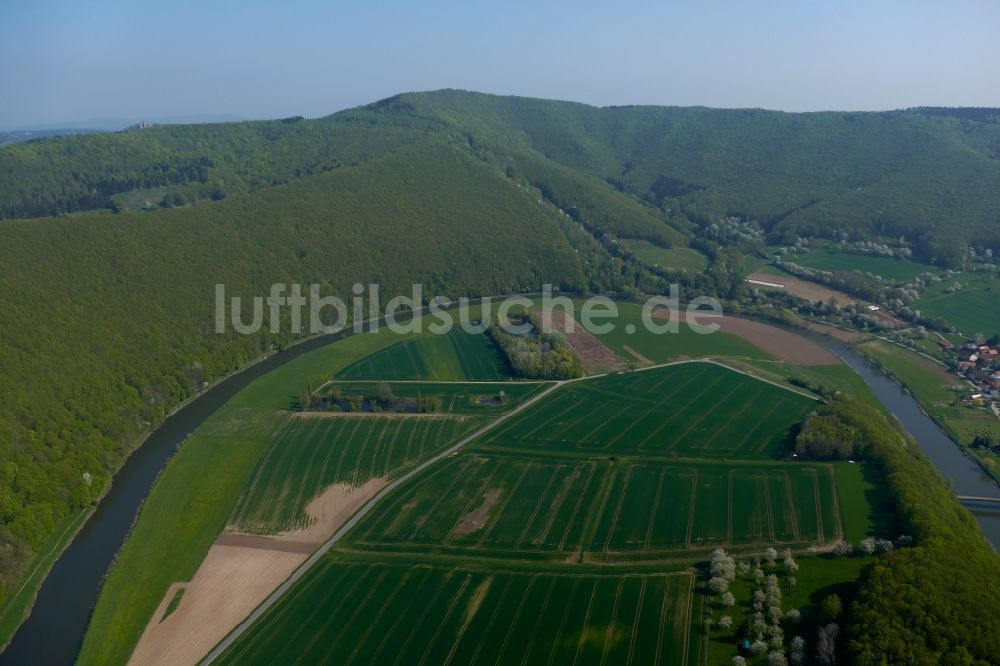 Luftbild Lindewerra - Wald und Berglandschaft Teufelskanzel in Lindewerra im Bundesland Thüringen, Deutschland