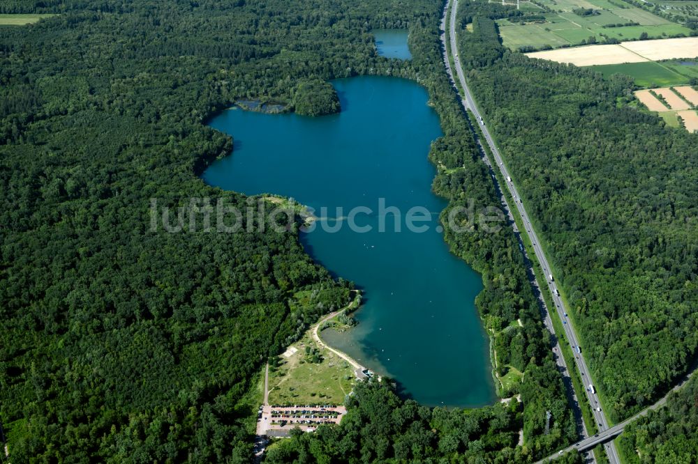 Luftbild Opfingen - Waldgebiete am Ufer des Opfinger See in Opfingen im Bundesland Baden-Württemberg, Deutschland