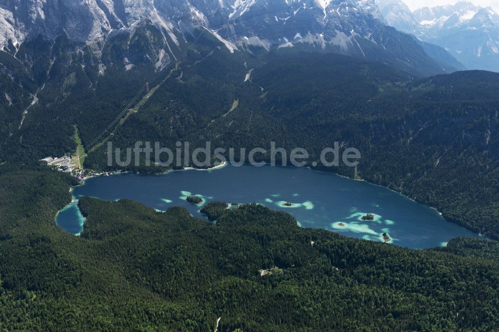 Luftbild Grainau - Waldgebiete am Ufer des See Eibsee in Grainau im Bundesland Bayern, Deutschland