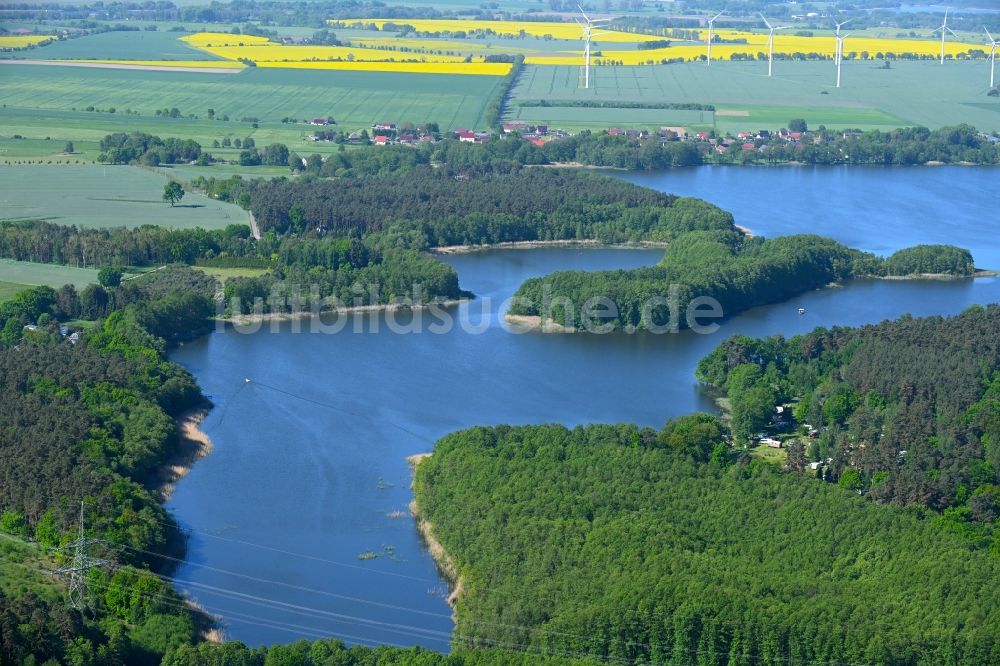 Tornow aus der Vogelperspektive: Waldgebiete am Ufer des Sees Großer Wentowsee in Tornow im Bundesland Brandenburg, Deutschland