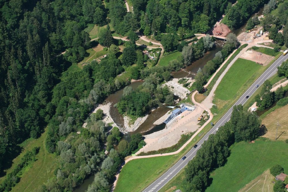 Luftaufnahme Maulburg - Wasserkraftwerk als Kleinkraftwerk an der Wiese in Maulburg im Bundesland Baden-Württemberg, Deutschland