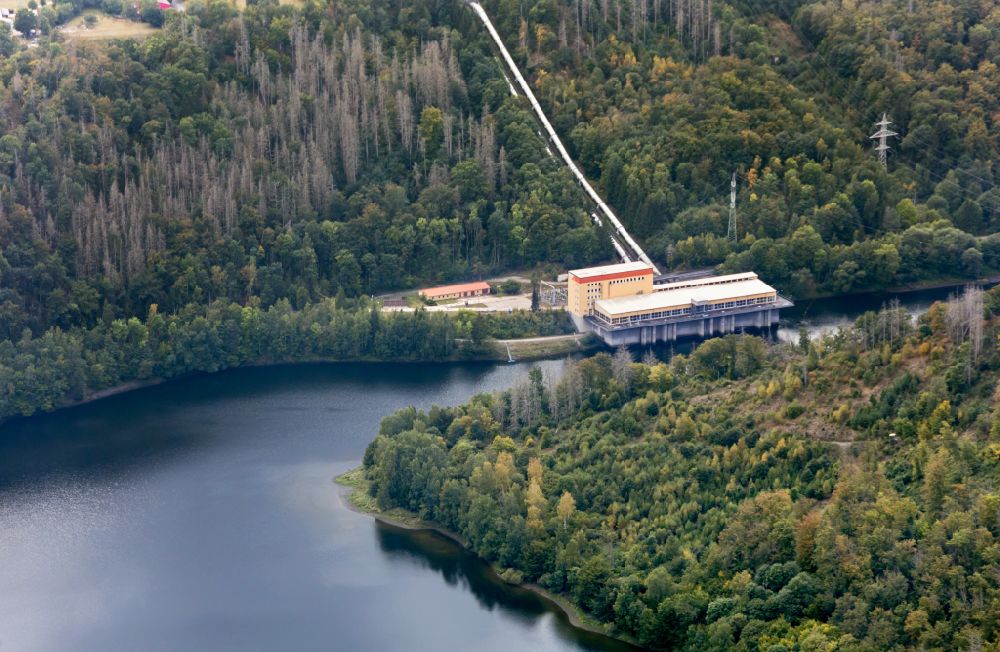Luftaufnahme Thale - Wasserkraftwerk Pumpspeicherkraftwerk Wendefurth in Thale im Bundesland Sachsen-Anhalt, Deutschland