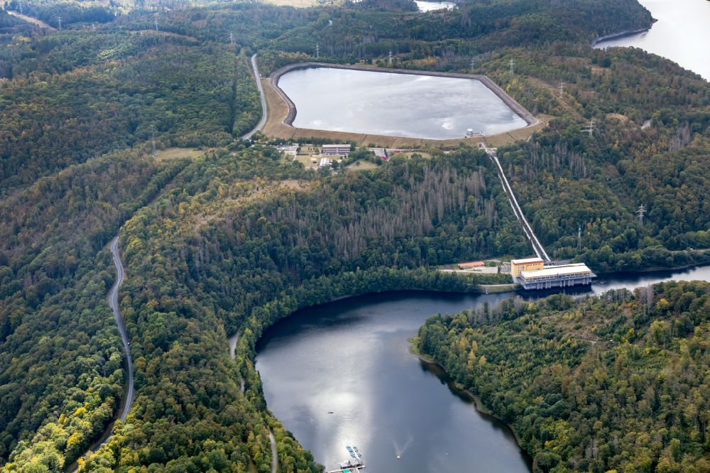 Thale aus der Vogelperspektive: Wasserkraftwerk Pumpspeicherkraftwerk Wendefurth in Thale im Bundesland Sachsen-Anhalt, Deutschland