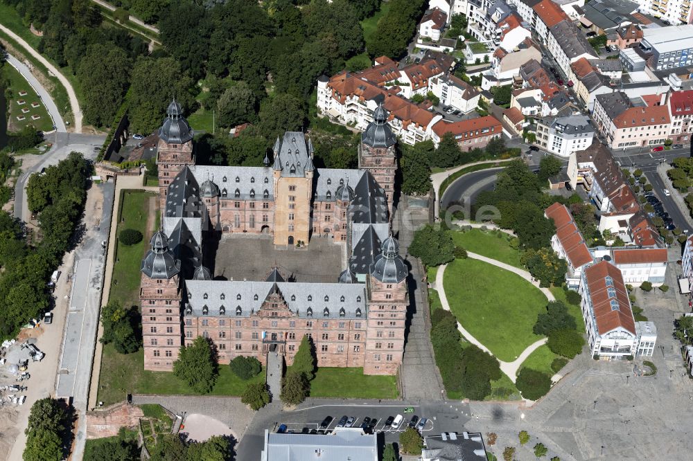 Luftbild Aschaffenburg - Wasserschloß Schloss Johannisburg in Aschaffenburg im Bundesland Bayern