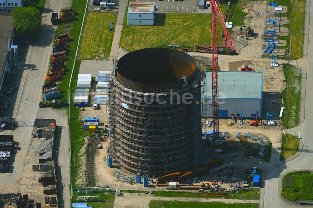 Rostock von oben - Wasserspeicher - Neubau in Rostock im Bundesland Mecklenburg-Vorpommern, Deutschland