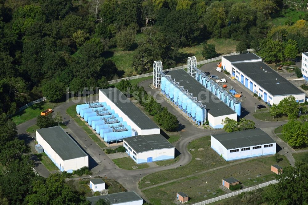 Luftaufnahme Halle (Saale) - Wasserwerk - Hochspeicher Anlage in Halle (Saale) im Bundesland Sachsen-Anhalt, Deutschland
