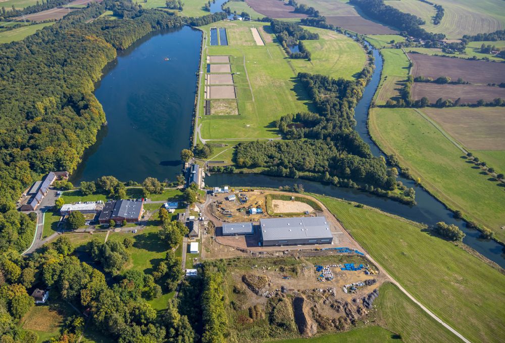 Luftbild Holzwickede - Wasserwerk- Neubau Wasseraufbereitungsanlage mit Vorpumpwerk Wasserwerk Hengsen in Holzwickede im Bundesland Nordrhein-Westfalen, Deutschland