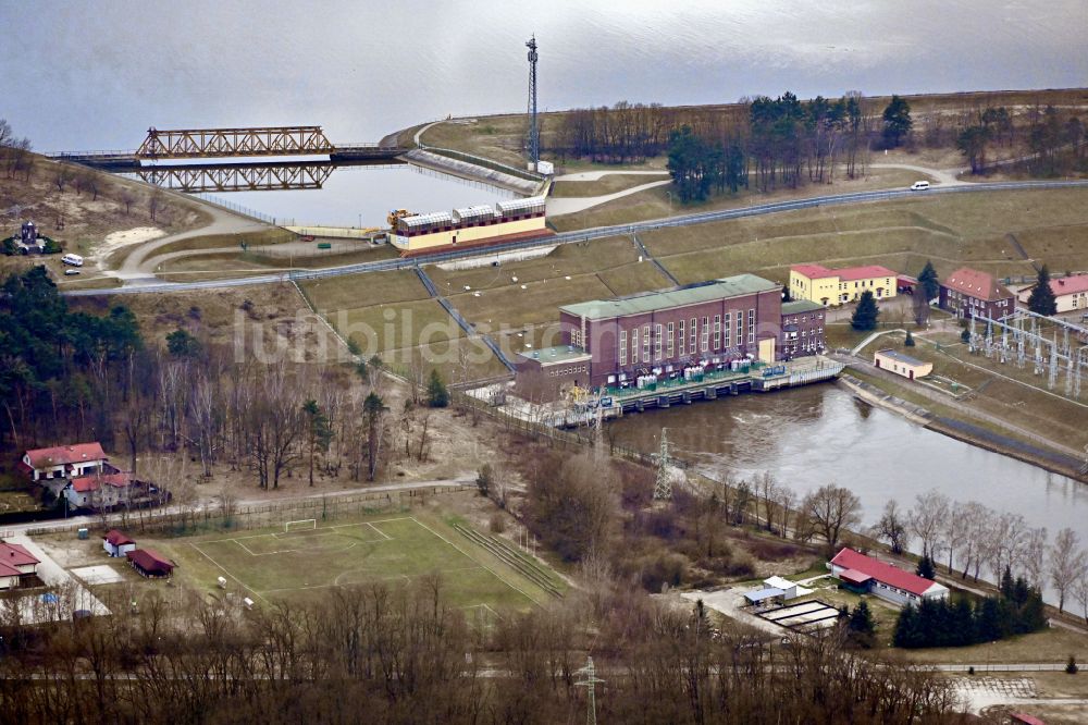 Luftaufnahme Dychow - Wasserwerk und Wasserkraftwerk Dychow (Deichow) in Dychow in Lubusz Voivodeship, Polen