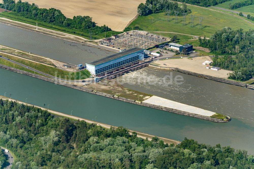 Luftbild Marckolsheim - Wasserwerk und Wasserkraftwerk am Rhein in Marckolsheim in Grand Est, Frankreich