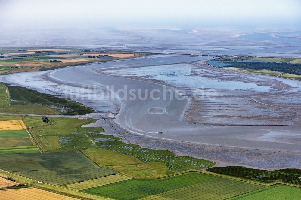 Luftbild Karolinenkoog - Watt- Bereichen am Flußverlauf der Eider in Karolinenkoog im Bundesland Schleswig-Holstein, Deutschland