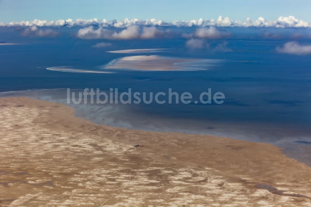 Pellworm von oben - Watt und Sandbank -Bereich Süderoogsand südwestlich der Insel Pellworm im Bundesland Schleswig-Holstein, Deutschland