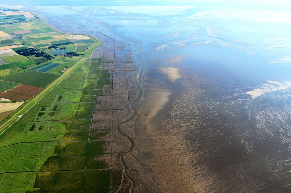 Luftbild Tating - Wattenmeer der Nordsee- Küste bei Tating im Bundesland Schleswig-Holstein
