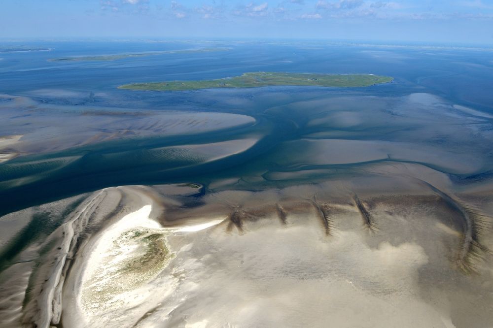 Luftbild Hooge - Wattenmeer der Nordsee- Küste in Hooge im Bundesland Schleswig-Holstein