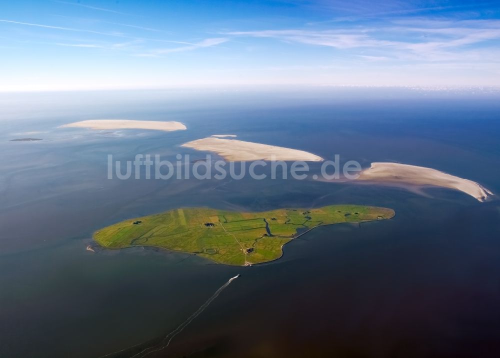 Hooge aus der Vogelperspektive: Wattenmeer der Nordsee- Küste in Hooge im Bundesland Schleswig-Holstein, Deutschland