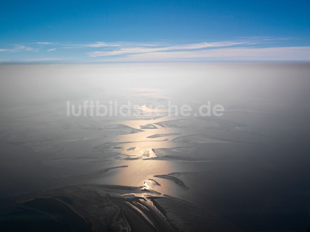 Luftbild Pellworm - Wattenmeer der Nordsee- Küste im Bundesland Schleswig-Holstein