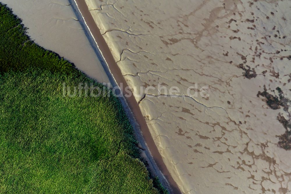 Luftaufnahme Nordenham - Wattenmeer der Nordsee- Küste in Nordenham im Bundesland Niedersachsen, Deutschland