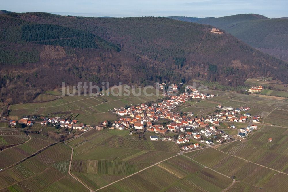 Luftbild Weyher in der Pfalz - Weinbergs- Landschaft der Pfälzer Weinstraße bei Weyher in der Pfalz im Bundesland Rheinland-Pfalz, Deutschland