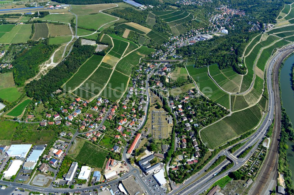 Luftbild Dürrbachau - Weinbergs- Landschaft der Winzer- Gebiete in Dürrbachau im Bundesland Bayern, Deutschland