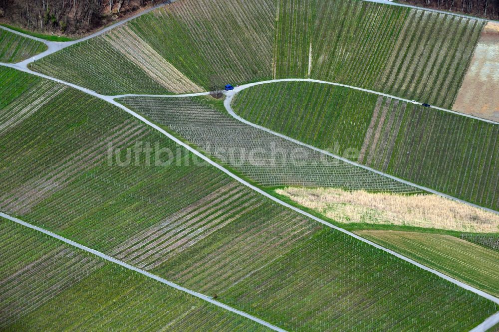 Luftaufnahme Siebeneich - Weinbergs- Landschaft der Winzer- Gebiete in Siebeneich im Bundesland Baden-Württemberg, Deutschland