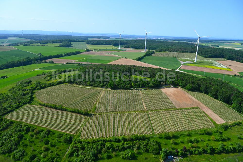 Luftbild Uettingen - Weinbergs- Landschaft der Winzer- Gebiete in Uettingen im Bundesland Bayern, Deutschland
