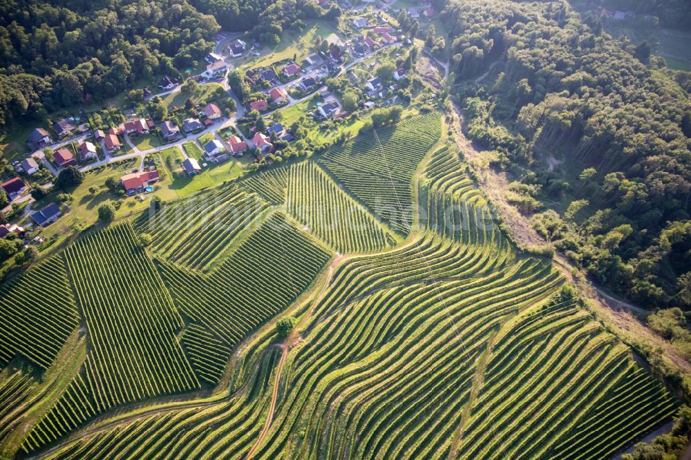 Luftaufnahme Vurberk - Weinbergs- Landschaft der Winzer- Gebiete in Vurberk in Upravna enota Maribor, Slowenien