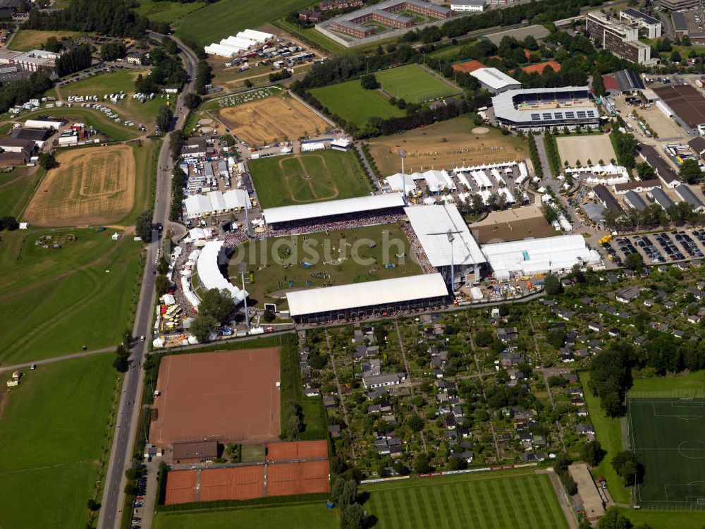 Luftbild Aachen - Weltfest des Pferdesports, das CHIO Aachen, im Reitstadion des Sportparks Soers in Aachen