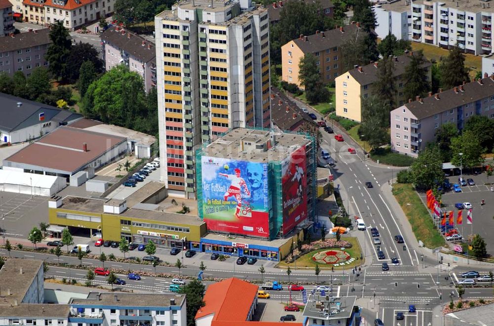 Luftaufnahme Kaiserslautern - Werbung zur Fußball-Weltmeisterschaft 2006