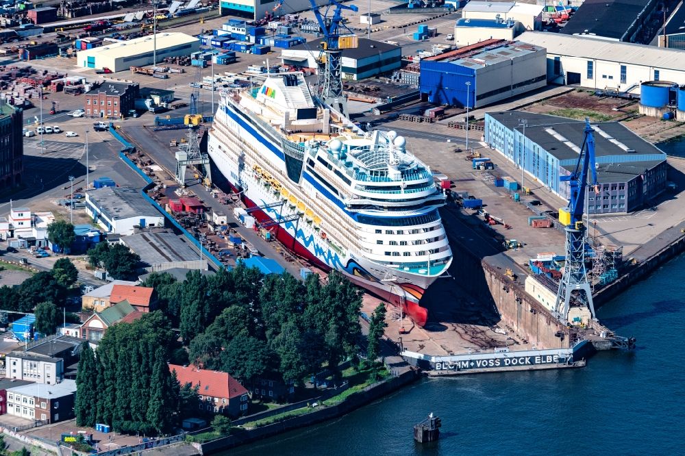 Hamburg von oben - Werftgelände der Blohm + Voss Dock Elbe in Hamburg, Deutschland
