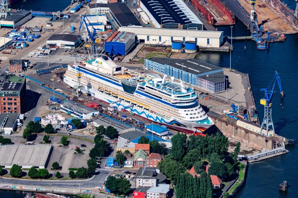 Luftbild Hamburg - Werftgelände der Blohm + Voss Dock Elbe in Hamburg, Deutschland