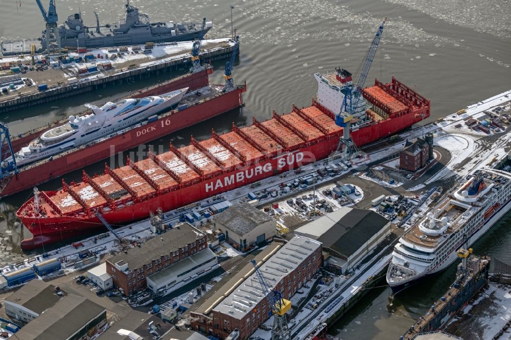 Luftbild Hamburg - Werftgelände der Blohm + Voss Dock Elbe in Hamburg, Deutschland