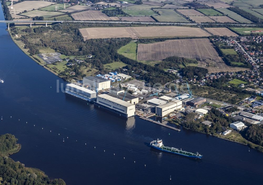 Luftbild Schacht-Audorf - Werftgelände der Lürssen-Kröger Werft in Schacht-Audorf im Bundesland Schleswig-Holstein