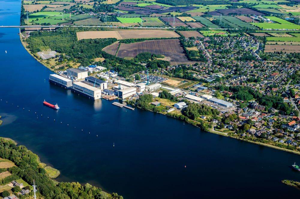 Luftaufnahme Schacht-Audorf - Werftgelände der Lürssen-Kröger Werft in Schacht-Audorf im Bundesland Schleswig-Holstein