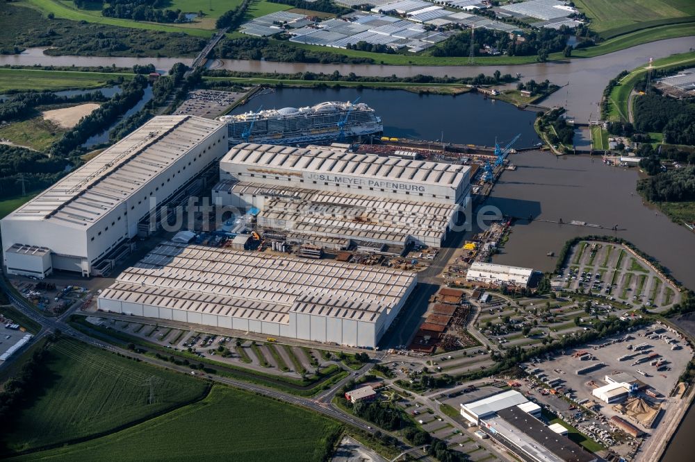 Luftbild Papenburg - Werftgelände der Meyer Werft in Papenburg im Bundesland Niedersachsen, Deutschland