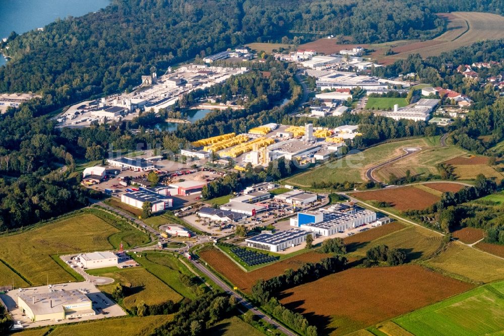 Rheinau aus der Vogelperspektive: Werftgelände der Schiffswerft Karcher GmbH in Rheinau im Bundesland Baden-Württemberg, Deutschland