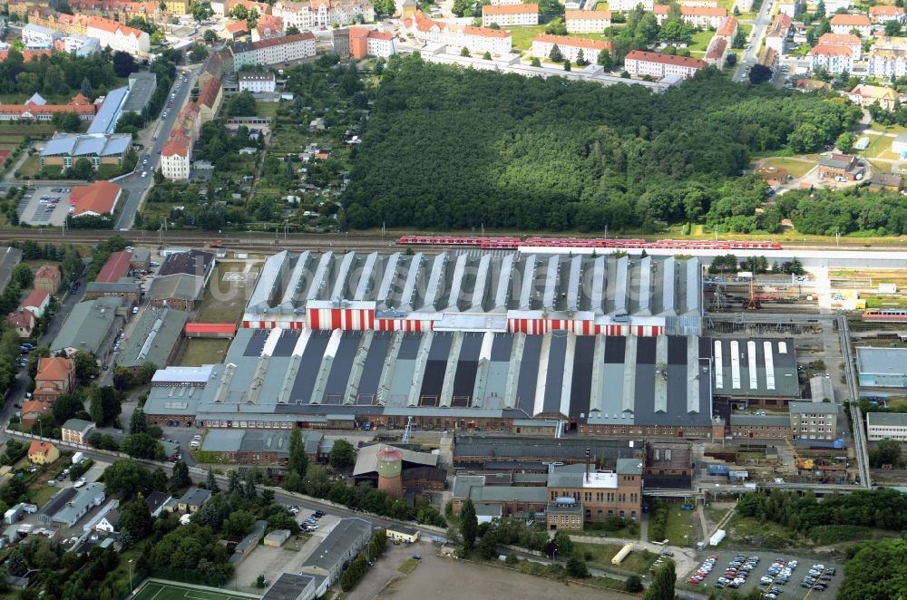 Luftbild Delitzsch - Werkhallen und Betriebsgelände der EuroMaint Rail GmbH in Delitzsch in Sachsen