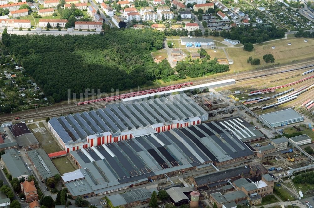 Luftaufnahme Delitzsch - Werkhallen und Betriebsgelände der EuroMaint Rail GmbH in Delitzsch in Sachsen