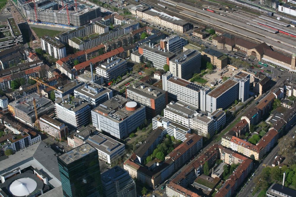 Luftbild Basel - Werksareal der Syngenta auf dem Rosental - Areal beim Badischen Bahnhof in Basel in der Schweiz