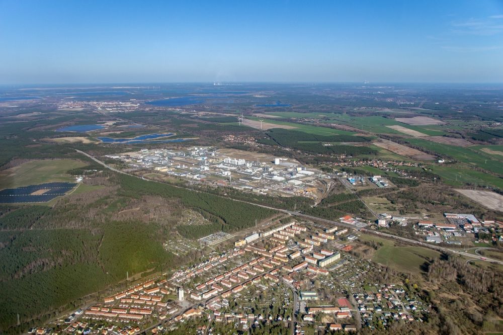 Schwarzheide von oben - Werksgelände der BASF AG in Schwarzheide im Bundesland Brandenburg