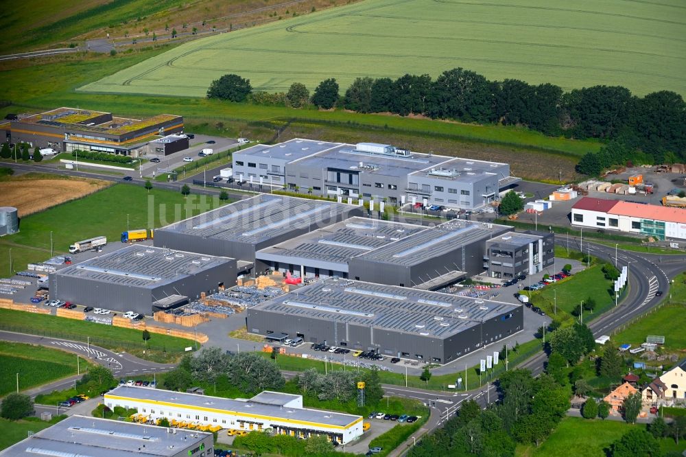 Glauchau von oben - Werksgelände Batterien GmbH in Glauchau im Bundesland Sachsen, Deutschland