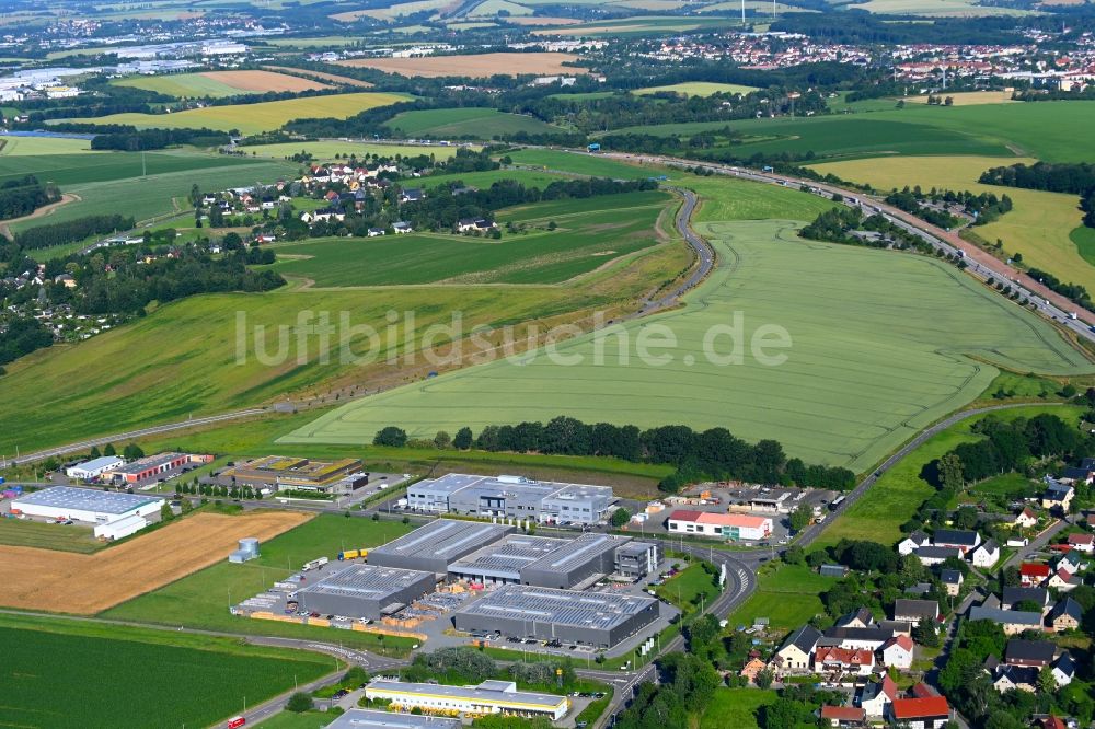 Glauchau aus der Vogelperspektive: Werksgelände Batterien GmbH in Glauchau im Bundesland Sachsen, Deutschland